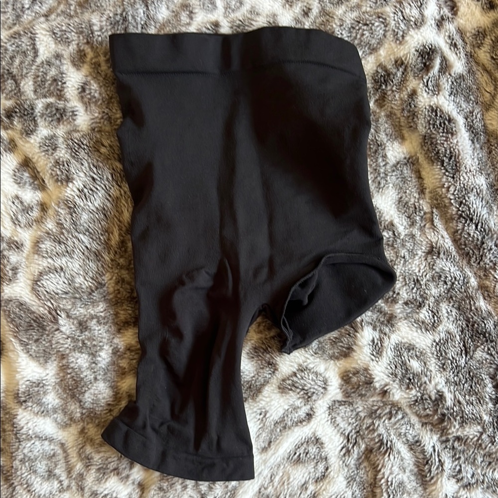 SKIMS Black Left Leg Cut Out Shapewear Shorts